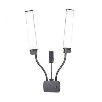 Лампа Рогатка HD-D2 45 Вт подвійна LED 3200&ndash;5600K без штативу, з тримачем для телефону для б&rsquo;юті-процедур, роботи з клієнтами та зйомки процесу 2240 фото