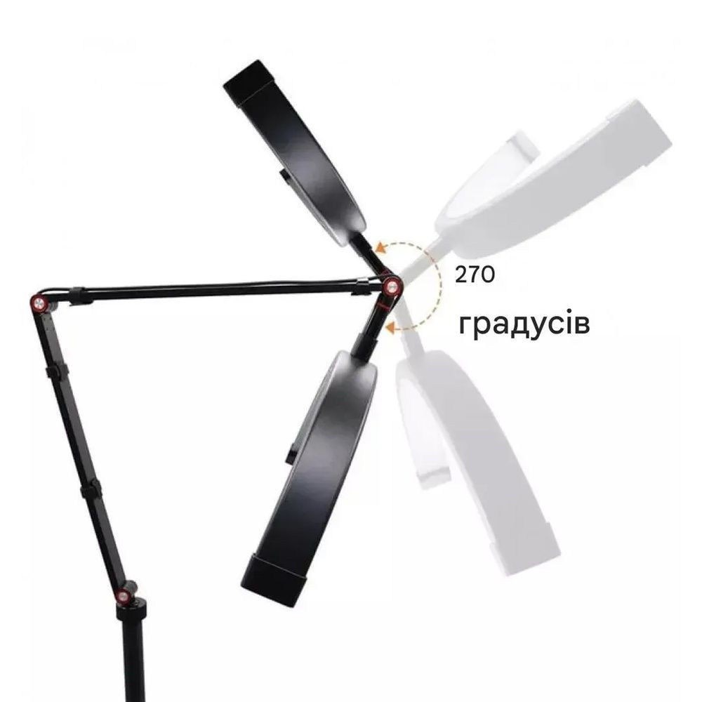 Лампа MOON Light HD-M2X 20W черная косметологическая LED 2700&ndash;5600K со стойкой, с держателем для телефона для косметологии, наращивания ресниц и точных процедур 2231 фото