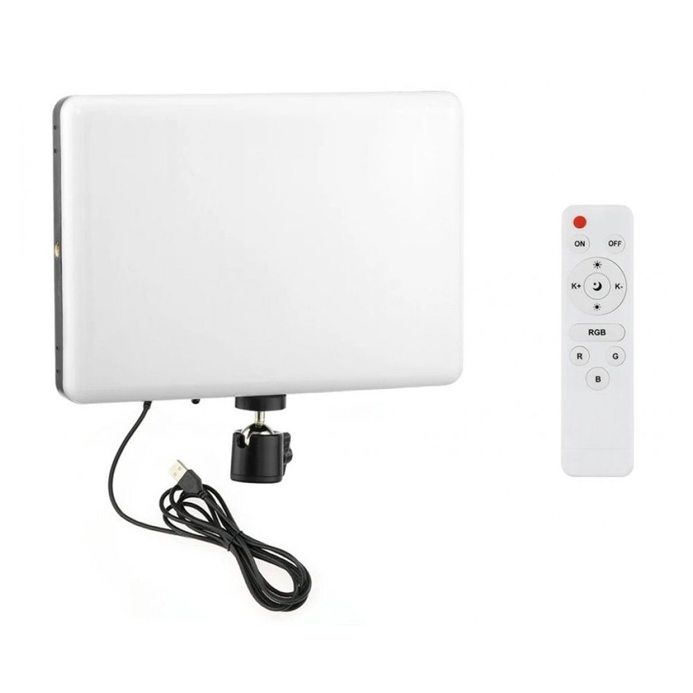Відео-світло PM-26 RGB, 23&times;16 см, Ra 95+, USB без штативу, з пультом для настільної зйомки, стримів та креативного контенту 2210 фото
